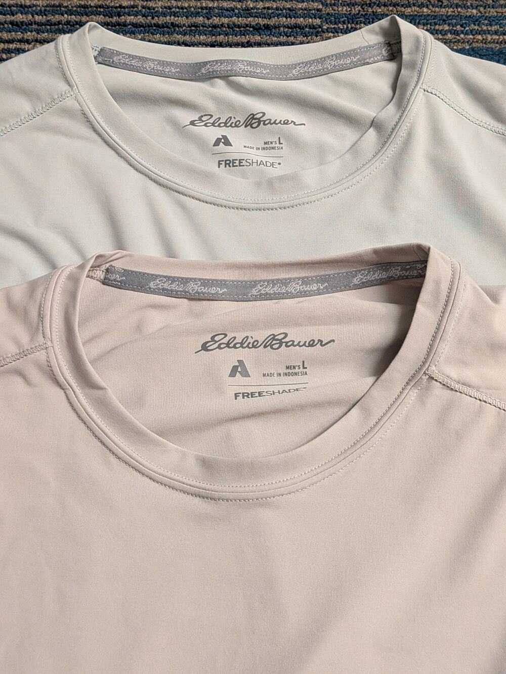 Lot Of 2 Eddie Bauer First Ascent Free Shade, Large Shirt, Gray Long Sleeve